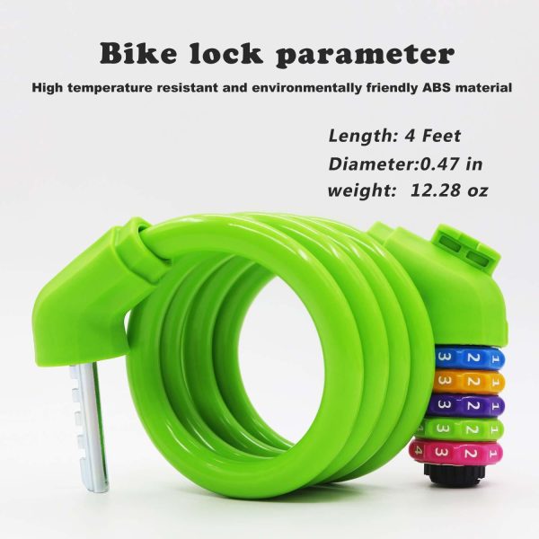 Idealux Self Coiling Bike Locks Cable 4 Feet Resettable Cable Lock