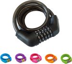 Idealux Self Coiling Bike Locks Cable 4 Feet Resettable Cable Lock