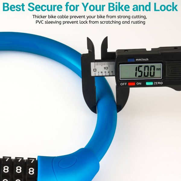 Idealux Bike Lock, Short Kids Bike Cable Locks 500 mm 2Ft