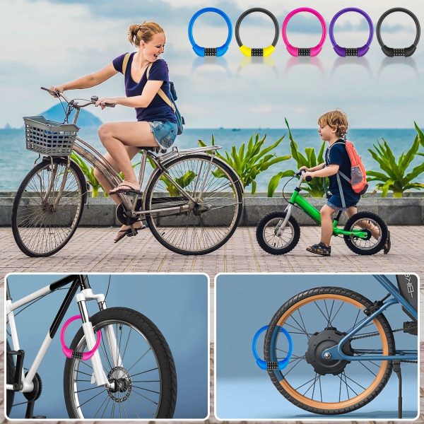 Idealux Bike Lock, Short Kids Bike Cable Locks 500 mm 2Ft